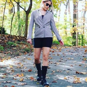 Blazer square black white and nude